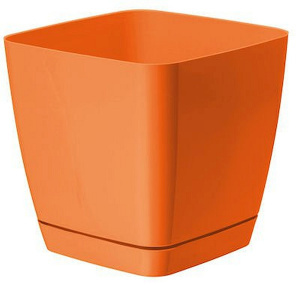 Кашпо для цветов Toscana квадратное 15х15см 2,5л с поддоном 0732-003 оранжевое