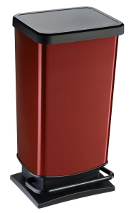 Ведро для мусора Paso 40л с педалью черный, красный металлик ROTHO 1754111008 Ведро для мусора Paso 40л с педалью черный, красный металлик ROTHO 1754111008