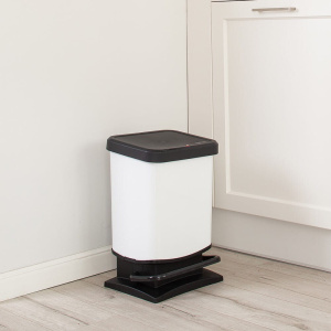 Ведро для мусора Paso 20л с педалью, белый металлик ROTHO 1754011007