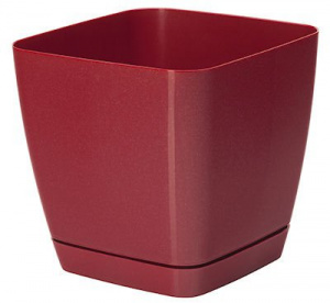 Кашпо для цветов Toscana квадратное 19х19см 5л с поддоном 0734-006 красный металлик
