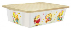 Детский ящик для хранения игрушек X-BOХ "Медведи" 30л на колесиках Little Angel 1024 кремовый