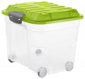 Ящик для хранения Roller 30л на колесах прозрачный/зеленый ROTHO 1762905519