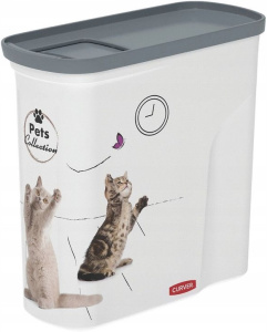 Контейнер для сухого корма Pet Life 2л белый, рисунок Кошки CURVER 254868 Контейнер для сухого корма Pet Life 2л белый, рисунок Кошки CURVER 254868