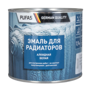 Эмаль для радиаторов PUFAS 1,4л / 1,9кг белая 212155