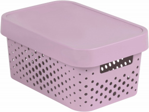 Ящик для хранения Infinity 4,5л с крышкой розовый ажурный CURVER 229156