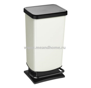 Ведро для мусора Paso 40л с педалью черный, белый металлик ROTHO 1754111007