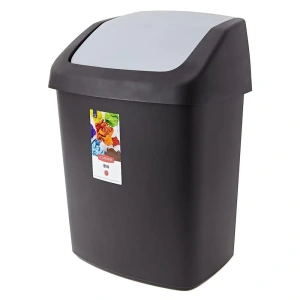 Ведро для мусора Swing Top 15л черный, серый CURVER 229420 Ведро для мусора Swing Top 15л черный, серый CURVER 229420