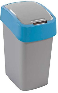 Ведро для мусора Flip Bin 10л серебристый, голубой CURVER 217816 Ведро для мусора Flip Bin 10л серебристый, голубой CURVER 217816