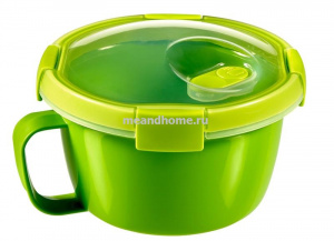 Контейнер чашка пищевой круглый Smart To Go Soup & Noodles 0,9л зелёный, прозрачный CURVER 232569