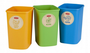 Набор ведер для мусора 3х25л ECO Friendly CURVER 249842 желтый, синий, зеленый 