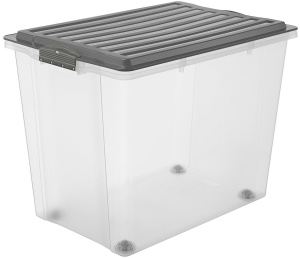 Ящик для хранения Compact 70л на колесах штабелируемый прозрачный/антрацит ROTHO 1164908812