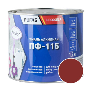 Эмаль ПФ-115 PUFAS Decoself 1,4л / 1,9кг красно-коричневая 