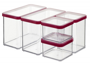 Набор контейнеров для продуктов LOFT 5 шт. прозрачный/красный ROTHO 6691200096
