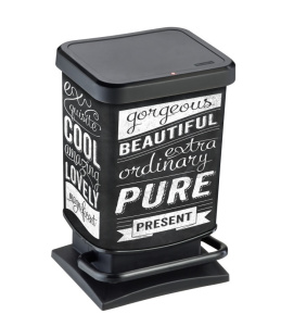 Ведро для мусора Paso 20л с педалью черный, рисунок HIPSTER ROTHO 17540