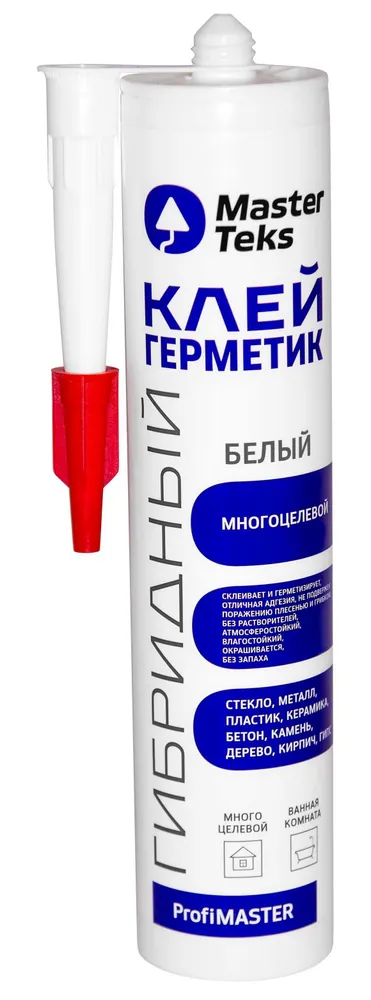 Клей-герметик гибридный MasterTeks PM 0,29л многоцелевой белый картридж 9612901 фото в интернет-магазине meandhome.ru