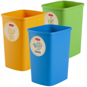 Набор ведер для мусора 3х9л ECO Friendly CURVER 249841 желтый, синий, зеленый 