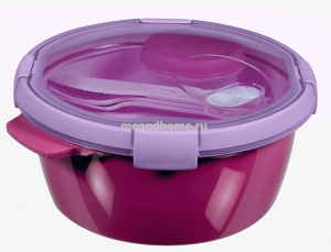 Контейнер пищевой с приборами круглый Smart To Go 1,6л фиолетовый, прозрачный CURVER 232675